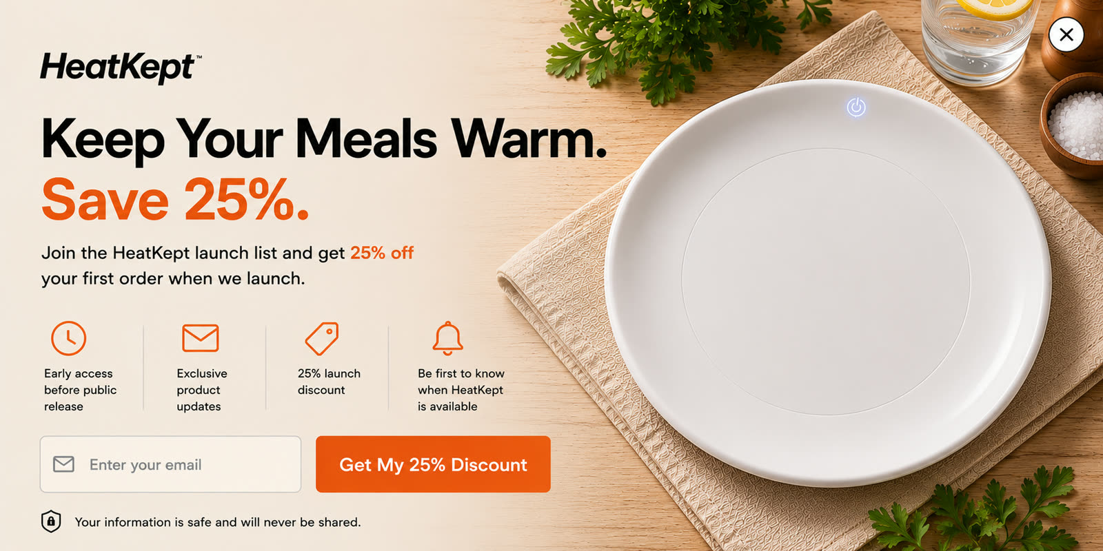 Join the HeatKept launch list and save 25%